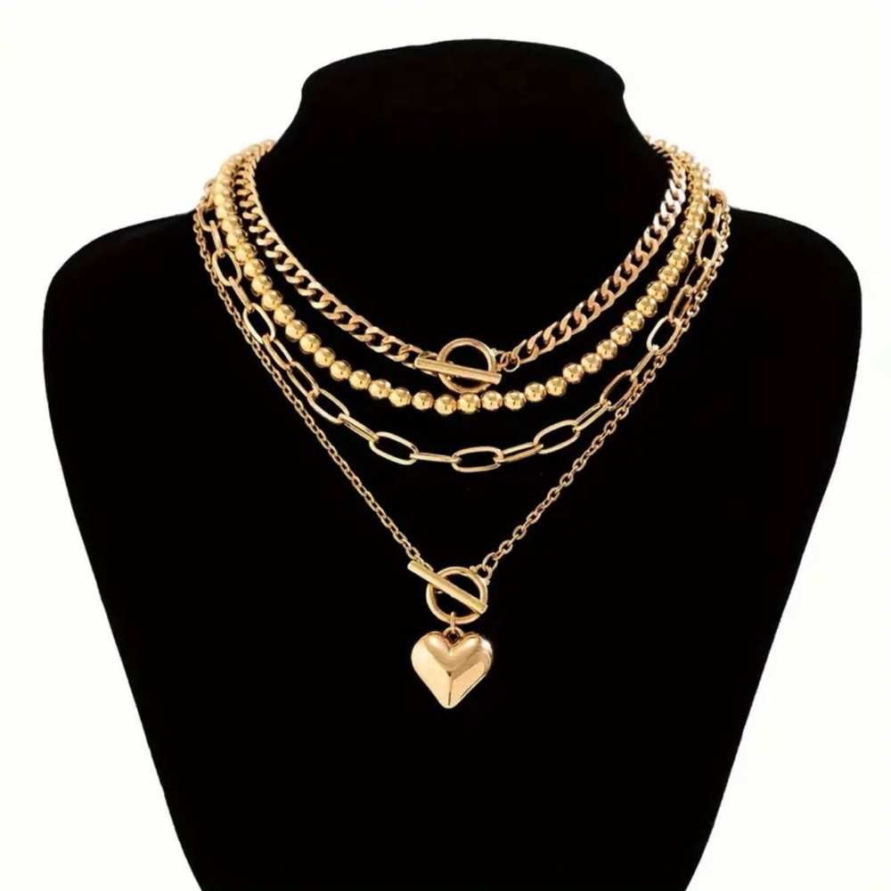 Stylish Four Piece Gold Necklace Set - Picture 2 of 4